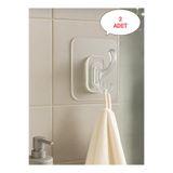 HZL HOME 2'li Şeffaf -Ekstra Güçlü Yapışkanlı Askı Banyo-Fayans Yüzeyi Askı