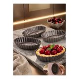 HZL HOME 4'lü Set Tart Kalıbı Yanmaz Yapışmaz Tabanlı Mini Tart Kek Kalıbı 10 cm Derinlik 3 cm