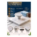HZL HOME Mermer Görünümlü Duş Drenaj Kapağı Şık Banyo Yer Süzgeci Kapağı