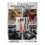 HZL HOME Profesyonel Detaylı Temizlik Fırça Seti - 5 Parça Tel Ve Plastik Fırça Seti (Bakır, Çelik, Plastik Tel)