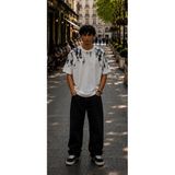Hzr Wear Oversize Bisiklet Yaka Desenli Erkek Tişört - Beyaz - 3XL