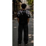 Hzr Wear Oversize Bisiklet Yaka Desenli Erkek Tişört - Siyah