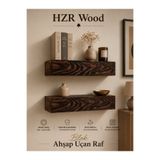 HZR Wood Ahşap Raf Doğal Ahşap Uçan Raf Dekoratif Duvar Raf Gizli Montaj Ahşap Raf Mutfak Rafı