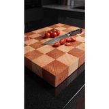 HZR Wood Doğal Ahşap End-Grain Kesme ve Sunum Tahtası - Damalı Profesyonel Şef Tahtası End Grain Kalın Kesme Tahtası - 20 x 30 cm