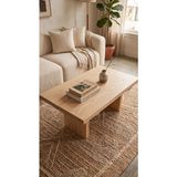HZR Wood Doğal Ahşap Orta Sehpa 100X60 cm Iskandinav Modern Salon Sehpası Gerçek Ahşap - Angel Dream