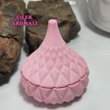 Hzse Dekoratif Doğal Beyaz Sabun, Çilek, Limon Aromalı Mum, Kokulu Mum - Pembe