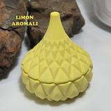 Hzse Dekoratif Doğal Beyaz Sabun, Çilek, Limon Aromalı Mum, Kokulu Mum - Sarı