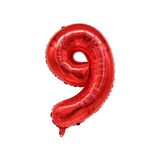 I 9 Rakam Kırmızı Folyo Balon 34 inç 76-82 cm