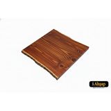 İ-Ahşap Doğal Kenarlı Sedir Kütük Masa Tablası|kare Yemek Ofis No9 | Kalınlık 4 Cm | Kestane Renk Çok Renkli