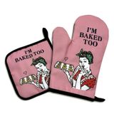 I am Baked Too, Komik Fırın Eldiveni ve Tencere Tutacağı 2'li Setler, Silikon Kaymaz Fırın Eldiveni, Kadınlar için Mutfak Hediyesi, Fırında Sevgilisi Hediyesi, Yeni Eve Taşınma Hediyeleri