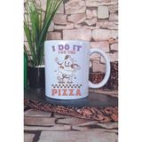 I Do It For The Pizza Yazılı Komik Gym Spor Pizza Aşkı Hediye Baskılı Kupa Bardak - Beyaz