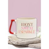 I Don't Sweat I Sparkle Yazılı Komik Gym Spor Fitness Hediyelik Kulplu Kupa Bardak - Kırmızı