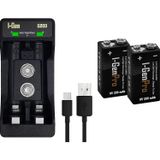 I-Gen Batteries D925 2’li AA/AAA/9V Pil Şarj Aleti + 2 Adet 9V Pro 250 mAh Ni-MH Şarjlı 9V Pil Seti
