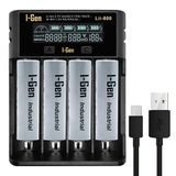 I-Gen Batteries G426 4'lü Akıllı Pil Şarj Aleti + 4 Adet 2600mAh Şarjlı Pil (18x65mm - 3.7 - Düz Kafa)