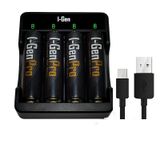 I-Gen G411 4'Lü Pil Şarj Aleti + 4 Adet Aaa Pro 1100 Mah Şarjlı İnce Kalem Pilli Set