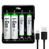 I-Gen G479 4'Lü Pil Şarj Aleti + 2 Adet Aa 2700 Mah + 2 Adet Aaa 900 Mah Şarjlı Kalem Pilli Set 1.2V Ni-Mh