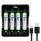 I-Gen G490 4'Lü Pil Şarj Aleti + 4 Adet Aaa 900 Mah İnce Şarjlı Kalem Pilli Set 1.2V Ni-Mh
