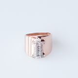 I Harfi Baget Taşlı Rose Gold Kaplama Gümüş Yüzük