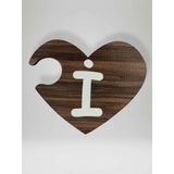 İ Harfi (Sağ Parça) – Ahşap Puzzle Kalp Harf Magnet – Buzdolabı Süsü – İkili Uyumlu (kod:1010)