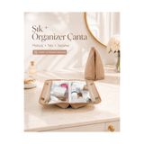 i lin baby Makyaj Çantası Organizer Çok Bölmeli – Şeffaf İç, Modern ve Şık Tasarım Vizon Renk Suni Deri