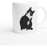 I Love Cat Yazılı Siyah-Beyaz Kedi Temalı Baskılı Kupa Bardak - Renkli