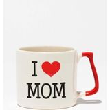 I Love Mom Anneler Günü Doğum Günü Anne Hediye Baskılı Kırmızı Kulplu Modern Seramik Kupa