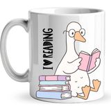 I Love Reading Yazılı Kupa Model 210 Kitap Temalı Tasarım Seramik Kahve Kupası Kitap Severlere Hediye - Belirtilmemiş - 001 - Beyaz