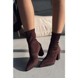 I Love Shoes Ardews Süet Topuklu Çorap Bot Acı Kahve