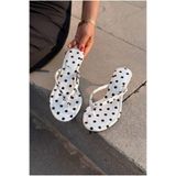 I Love Shoes Arlene Beyaz Puantiye Saten Kadın Topuklu Parmak Arası Terlik