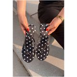 I Love Shoes Arlene Siyah Puantiye Saten Kadın Topuklu Parmak Arası Terlik