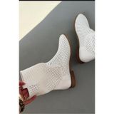 I Love Shoes Meror Beyaz Mat Deri Kadın Delikli Yazlık Bot