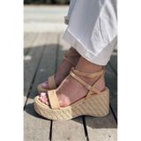 I Love Shoes Rowsen Mat Deri Bant Detaylı Dolgu Topuklu Ayakkabı Nude