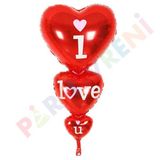 I Love You 3'lü Kalp Folyo Balon