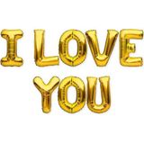 I Love You Gold Renk 16 İnç 40 Cm Folyo Balon Seti
