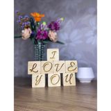 I Love You Lazer Yazım Dekoratif Ahşap Küp 8 Parça