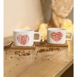 I Love You Tasarımlı 2'li Ahşap Standlı Kupa Set