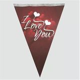 I Love You Temalı Kırmızı Beyaz Üçgen Flama Bayrak, Romantik Parti Dekorasyonu, Sevgililer Günü Süslemesi