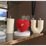 I Love You Yazılı Dekoratif Mum Seti Doğal Soya Wax Mumdan - Beyaz - Kırmızı - 1 Adet