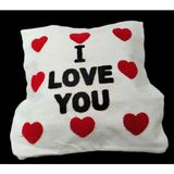 I Love You Yazılı Punch Kırlent Kılıfı - Krem - Standart