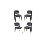 I Office Furniture & Desing Siyah Ofis Buro Bekleme Misafir Form Koltugu Sandalyesi 4Lu 009