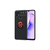 İ She Oppo A15S Kılıf Manyetik (Metal) Yüzüklü ve Stant Olabilen Rewon Premium Silikon Kapak - Siyah - Kırmızı