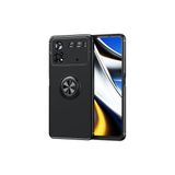 İ She Poco M4 Pro 4g Kılıf Manyetik (Metal) Yüzüklü ve Stant Olabilen Rewon Premium Silikon Kapak - Black