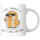 I Will Handle It But I Will Cry First Kupa Bardak Halledeceğim Ama Önce Bir Ağlayacağım Komik Yazılı Hediyelik Kahve Çay Kupası