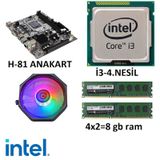 I3 4. Nesil İşlemci H81 Anakart 8 Gb Ram Cpufan