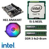 I5 3.Nesil /H61 1155 Pin Anakart/8 Gb Ram/Cpu Fan