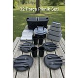 İ&A HOME 32 Parça Piknik Seti | Kahvaltılık | Tabak Bardak Çatal Kaşık & Saklama Kapları