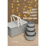 İ&A HOME 5 PARÇA GRİ TAŞINABİLİR 17 LT. PİKNİK SEPETİ