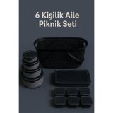 İ&A HOME 6 Kişilik Aile Piknik Seti – Saklama Kabı Seti + Büyük Piknik Sepeti (12 Parça)