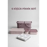 İ&A HOME 6 Kişilik Piknik ve Kahvaltı Seti | Taşınabilir Sepet, Kapaklı Kaplar