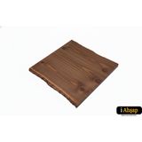 iAhşap Doğal Kenarlı Sedir Kütük Masa Tablası | Kare Ahşap Yemek Ofis Masası Üstü No9 - Ceviz - 120x120 cm - Kalınlık: 4 cm
